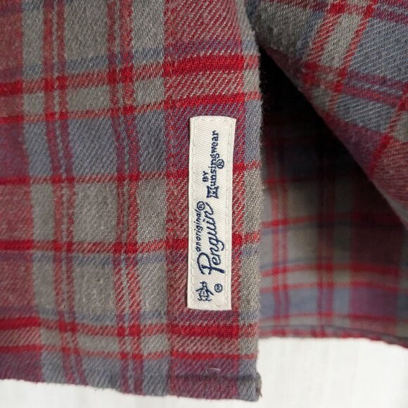 Penguin by Munsingwear Flannel Button Down Red/Gray Shirt Size Large - Picture 2 of 6